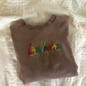 Vintage brown embroidered oversized crewneck